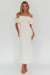 Beauty Within On-Off-Shoulder Maxi Dress Cream