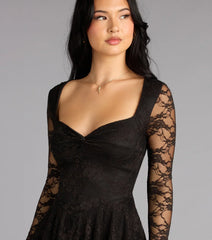 Forever Yours Lace Long Sleeve Skater Dress