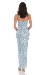 Sequin Pattern Maxi Dress in Sky Blue