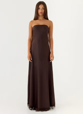 Kayleigh Strapless Maxi Dress - Chocolate Torte