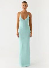 Amaya Knit Maxi Dress - Aqua