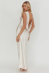 Cheers To You Cowl Back Maxi Dress Oyster