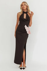Charlene Cowl Halterneck Maxi Dress Black