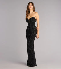 Kasey Rhinestone Plunge Mermaid Formal Dress
