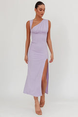 Daleela Asymmetric Neckline Maxi Dress Lilac