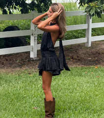 Glossy Moves Satin Halter Romper