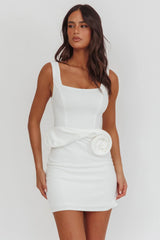 Goldy Rose Waist Decoration Mini Dress White