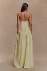 Janis Cotton Frill Maxi Dress - Lemon