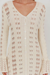 Portside Long Sleeve Knit Maxi Dress Cream