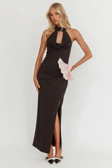 Charlene Cowl Halterneck Maxi Dress Black
