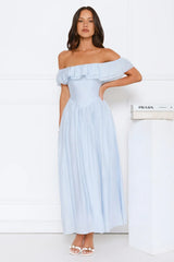 Twilight Sonata Off Shoulder Maxi Dress Blue