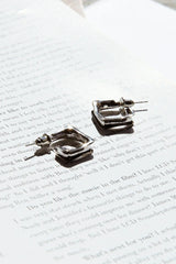 Maddox Small Square Hoop Earrings Silver