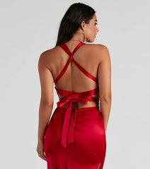 Sam Formal Satin Open Back Dress