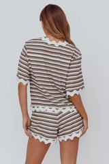 Breakaway Tie Front Shirt Stripe Mocha