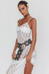 Take It Slow Lace Sequin Maxi Dress White