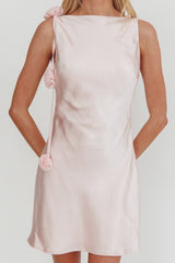 Collecting Memories Backless Rosette String Mini Dress Pink