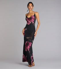 Rooftop Romance Floral Mesh Halter Maxi Dress