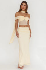 All The Lights Ruched Midi Skirt Cream
