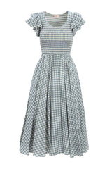 Hattie Dress in Dusty Teal Gingham