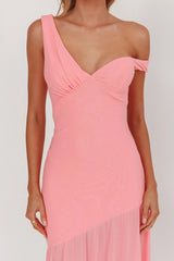 Treasure Sheer Hem Maxi Dress Pink