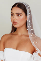 Violette Pearl Accent Veil White