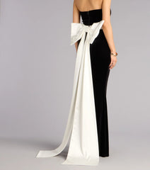 Elowyn Velvet Satin Bow Formal Dress