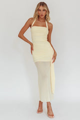 Rebekkah Halterneck Side Sash Maxi Dress Butter