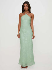 Zoelle Halter Maxi Dress Sage