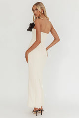 Lonnie Neckline Decoration Maxi Dress Cream