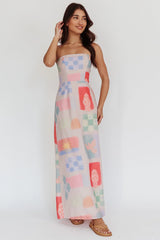 Eastern Sun Strapless Abstract Print Maxi Dress Multi