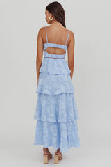 Provence Bloom Tiered Maxi Dress Blue