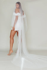 Angela Pearl Embellished Veil White
