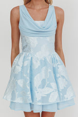 Lusting Lace-Up Back Mini Dress Ice Blue