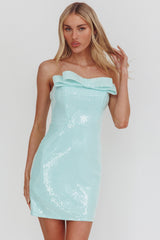 Mai Bow Bust Sequin Mini Dress Mint