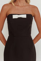 Cocktail Party Strapless Bow Bust Maxi Dress Black