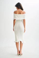 Molly Off Shoulder Knit Midi Dress - Ivory