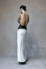 Dinah Lace And Satin Maxi Dress - Black/Ivory