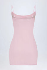 Pointelle Ruched A-Line Mini Dress in Baby Pink