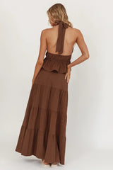 Under The Moons Tie Waist Maxi Skirt Cocoa