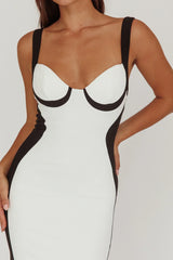Tenika Contrast Bodycon Midi Dress White