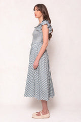 Hattie Dress in Dusty Teal Gingham