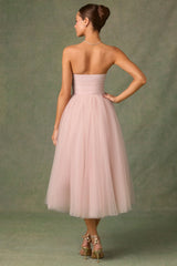 Tulle Corset Midaxi Dress in Dusty Rose