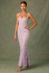Embellished Fishtail Corset Gown in Lilac
