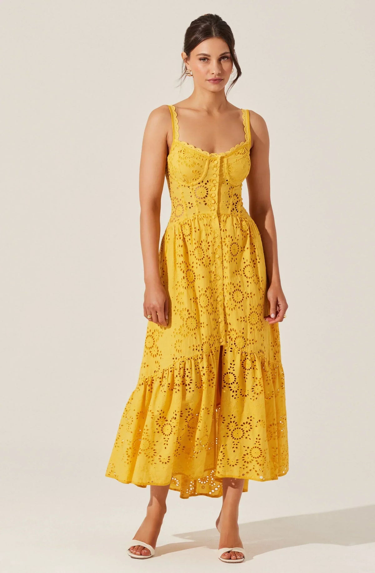 Yamila Eyelet Corset Midi Dress