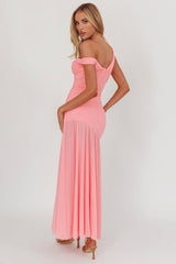 Treasure Sheer Hem Maxi Dress Pink