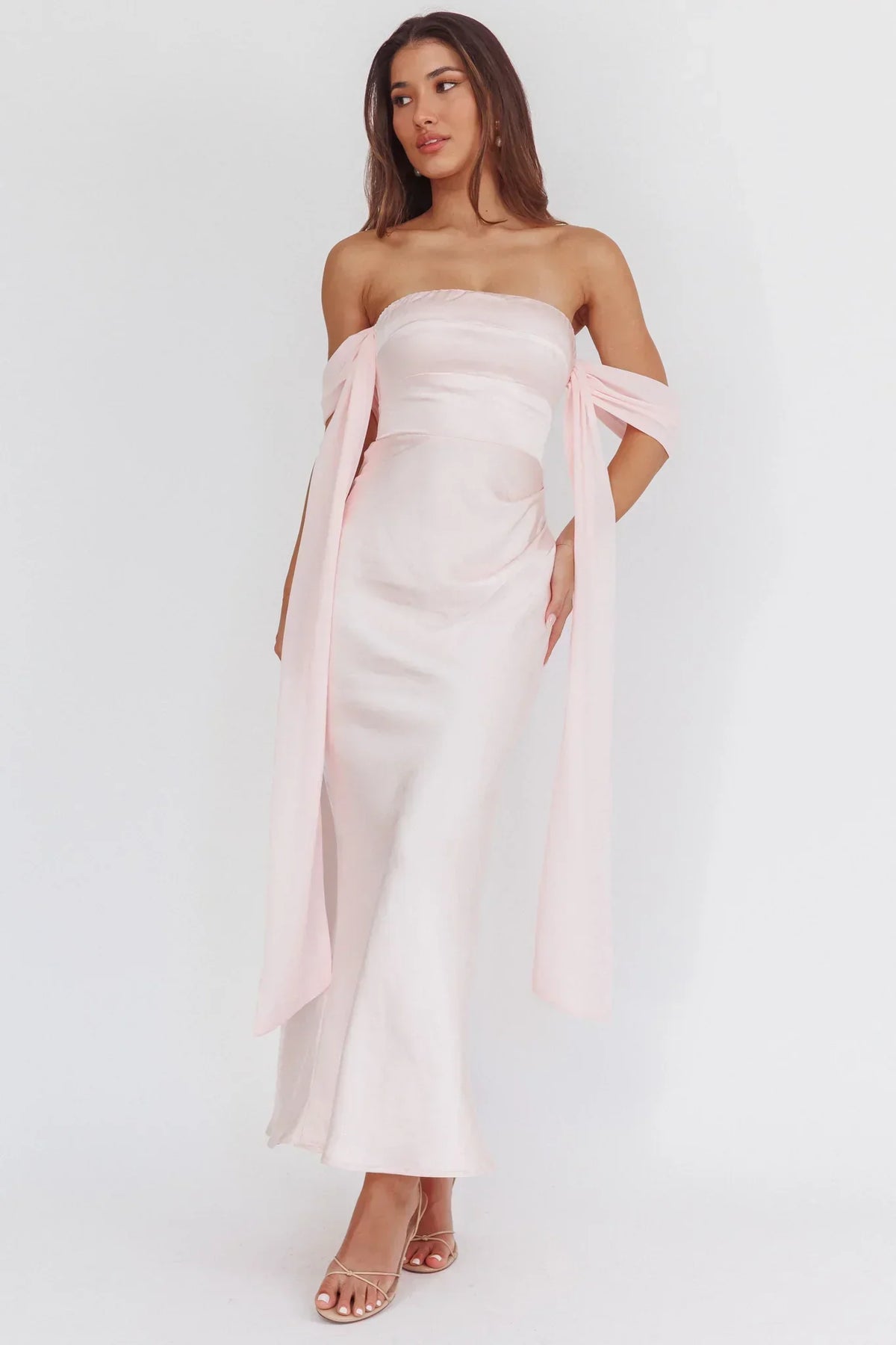 Odayah Draped Sleeve Maxi Dress Pink