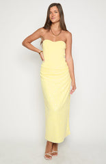 Nikki Yellow Sequin Strapless Maxi Dress