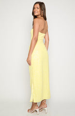 Nikki Yellow Sequin Strapless Maxi Dress