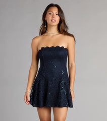 Dazzle Hour Strapless Lace Skater Dress