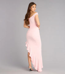 Emmalyn Mesh Off-The-Shoulder Formal Dress